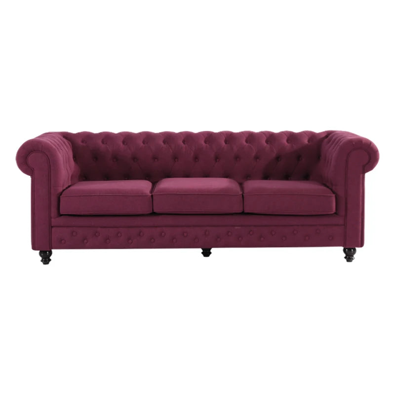 Italian luxury 180cm interior sofa set retro style Italian balsa wood velvet elegant buckle home living room large villa apartment