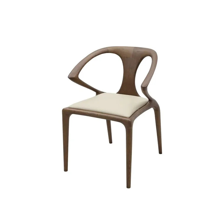 Nordic style comfortable sword chair home hotel leather dining chair creative backrest wooden solid wood seat