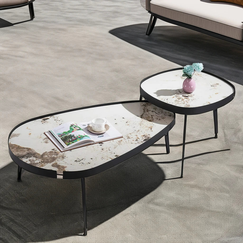 European Apartment Project Living Room Modern Style Set Coffee Table Oval Ceramic Home Furniture Bedroom Hotel Coffee Table