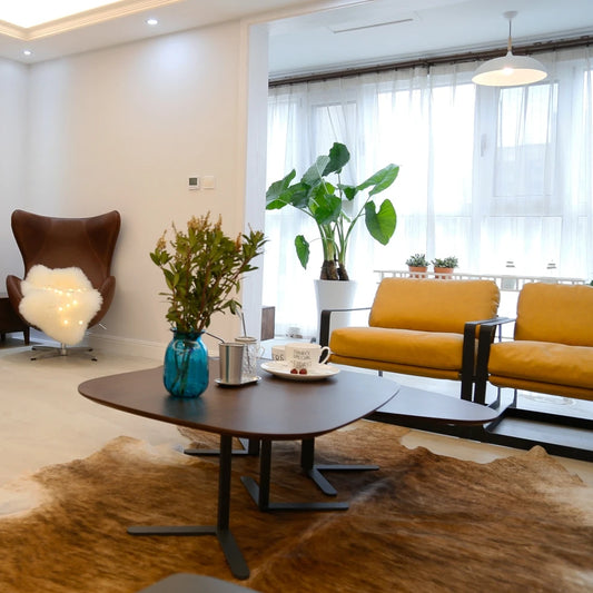 Walnut color living room villa Italian design Nordic side table Modern interior home furniture Simple MDF coffee table