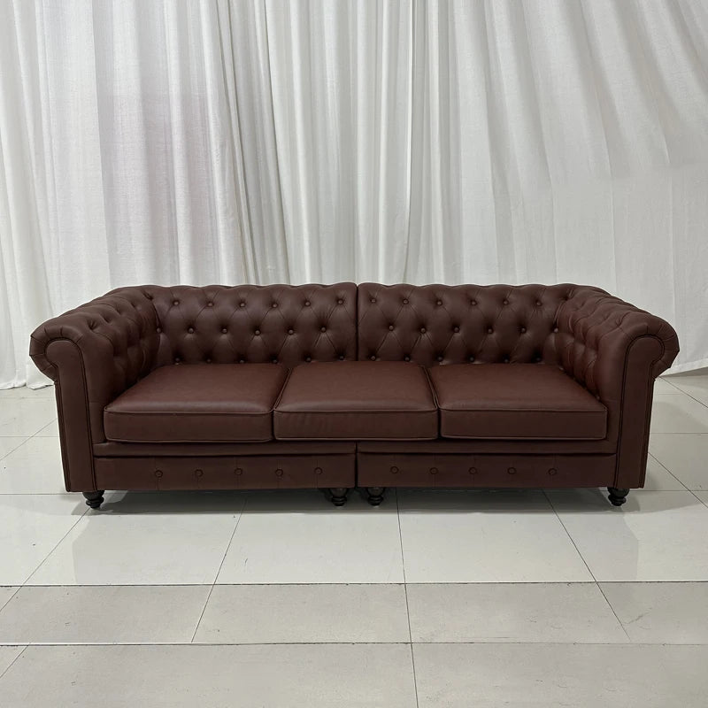 Italian luxury 180cm interior sofa set retro style Italian balsa wood velvet elegant buckle home living room large villa apartment