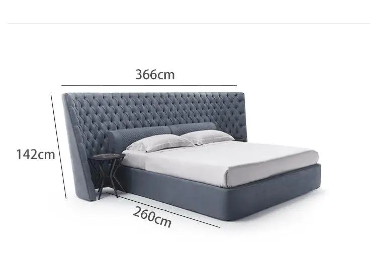 Italian Modern Designer Premium Leather Art Bedroom Furniture Lightweight Luxury Frosted Leather Master Bedroom King Bed