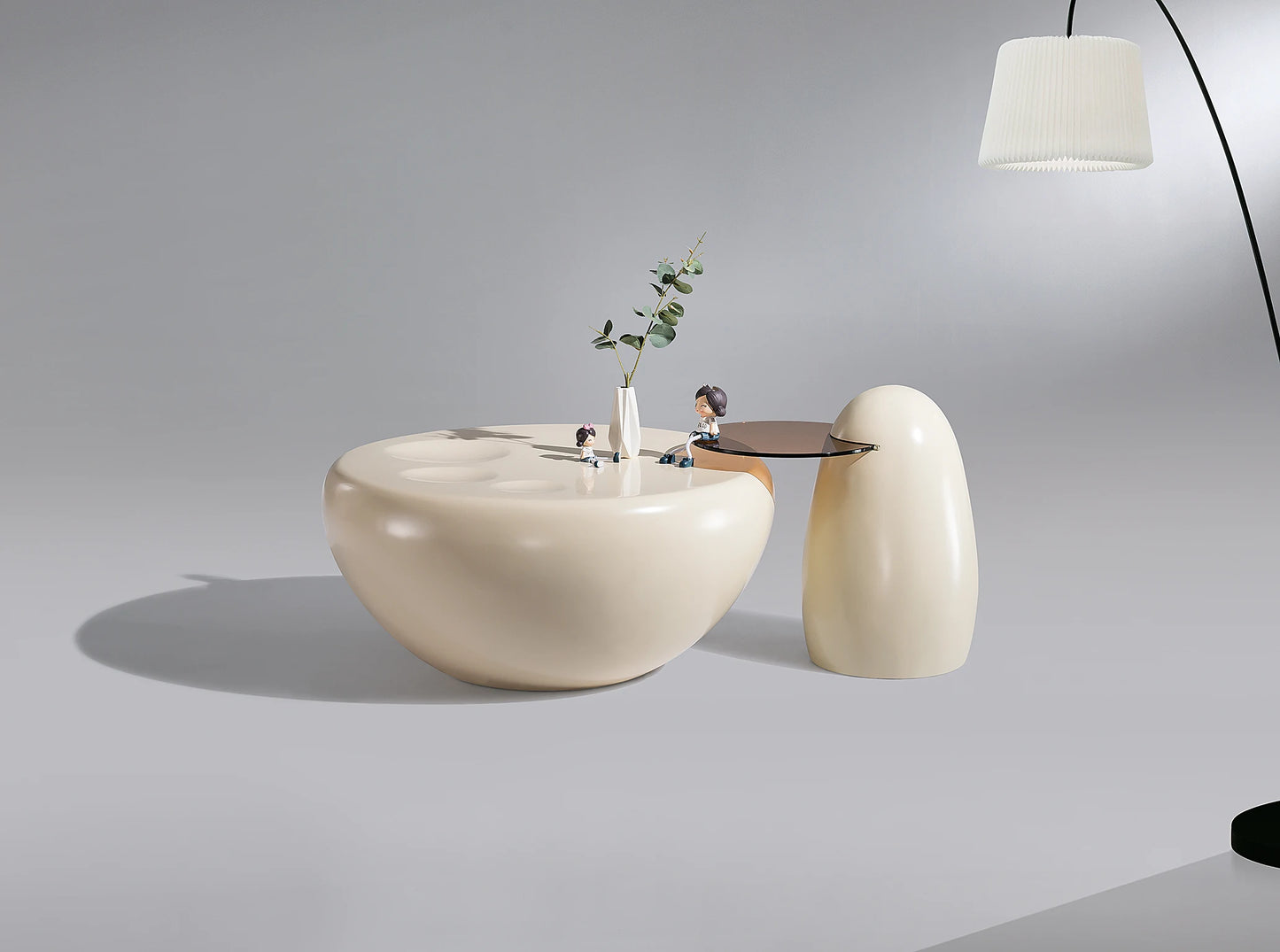 Cream style cat claw coffee table combination white home living room furniture set coffee table