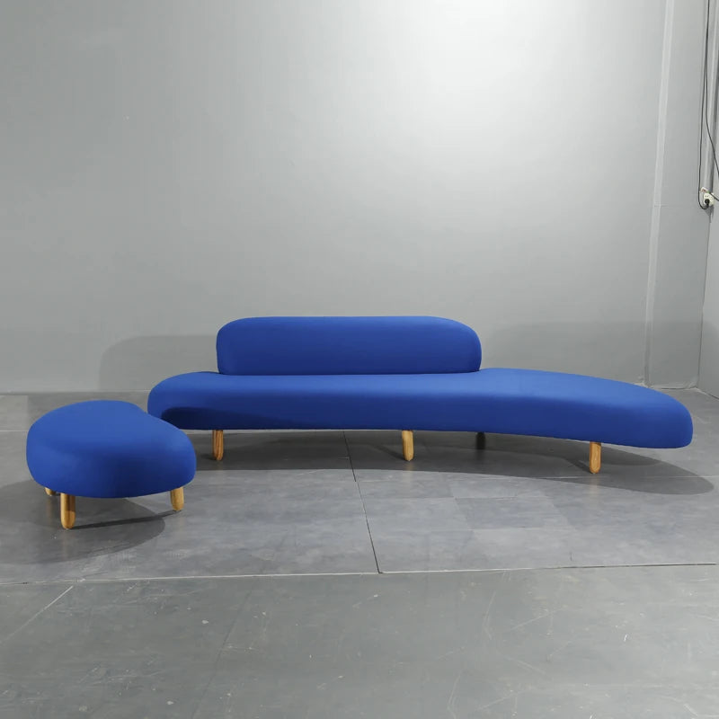 Beautiful Salon Waiting Curve Lounge Chaise Big Villa Apartment Indoor Furniture Office Area Moon Shape 200cm Sofa Set
