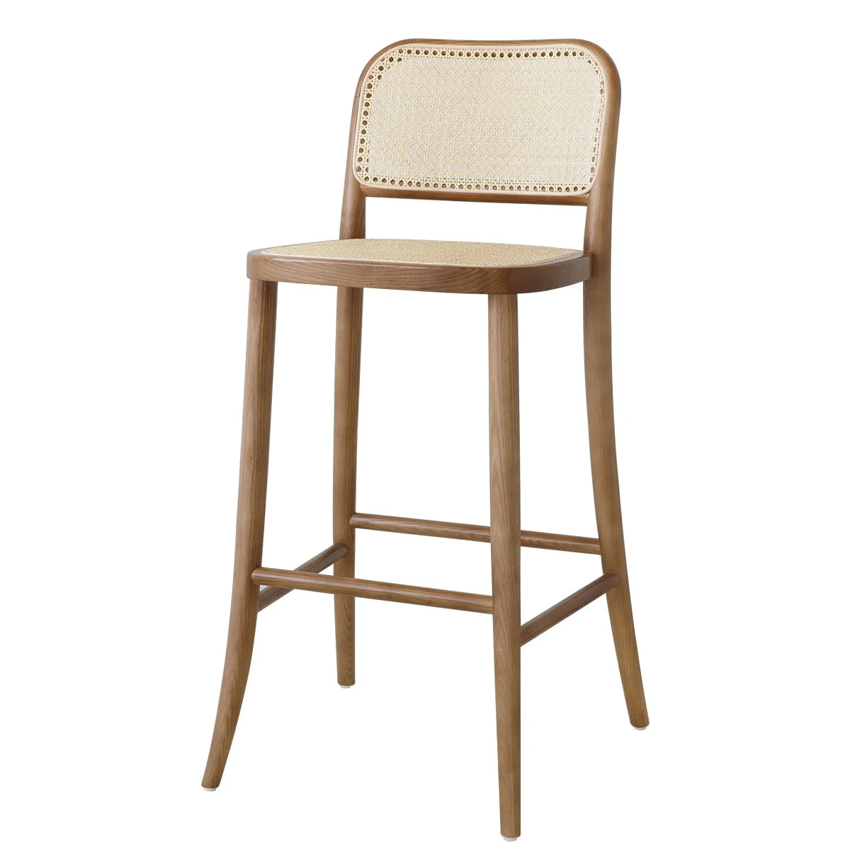 Wabi-Sabi Scandinavian Simple Modern Japanese Solid Wood Rattan Chair Accessible Dining Room Furniture Household Stool