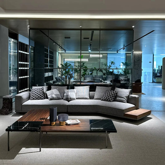 Practical Living Room Furniture Hotel Fabric Leather Combination Italian Design Modern Abric horizon Villa Luxury Sofa