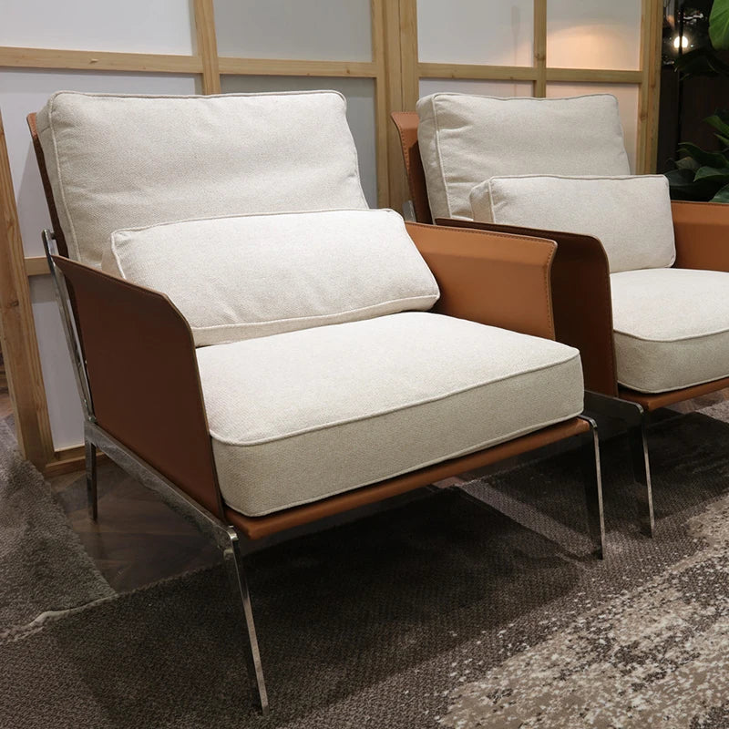 High-end Italian design luxury single leather armchair interior leisure lobby custom furniture