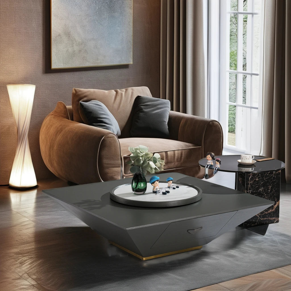 Modern Luxury Design Ceramic and Glass Coffee Table Sets Household Marble and MDF Dining Room Living Room Interior Furniture