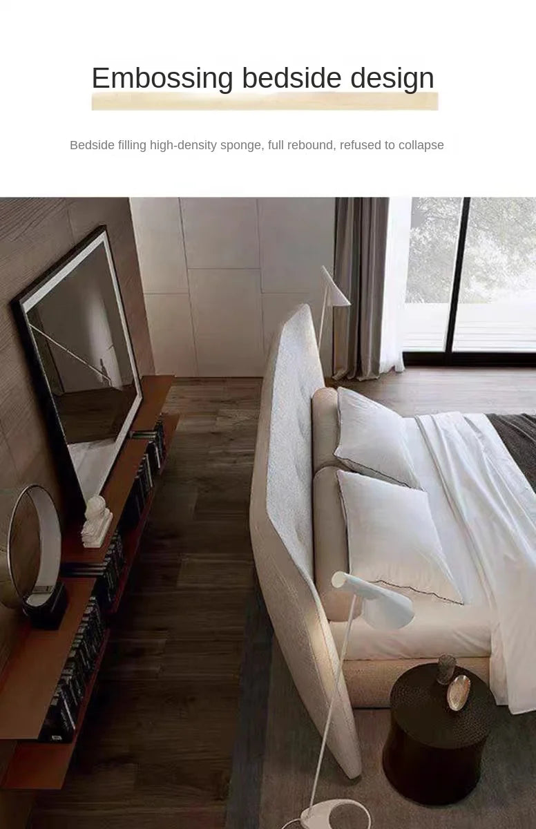 Italian designer 1.8 meters double bed light luxury simple soft modern Italian style master bedroom wide back bed