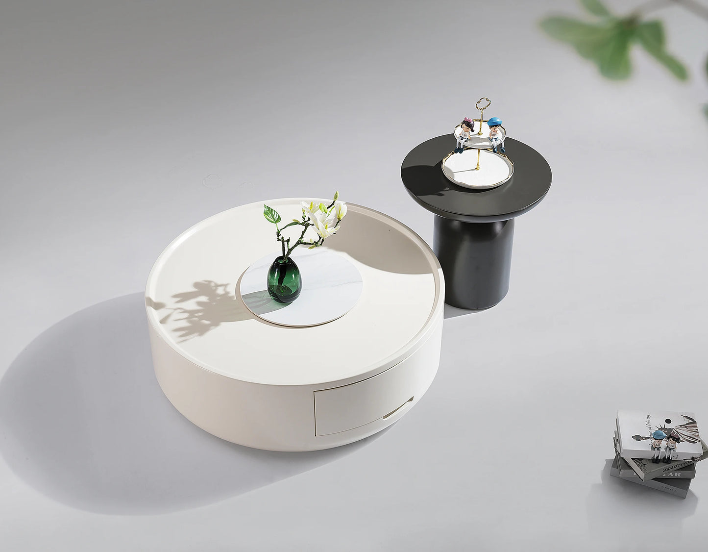 New Round Coffee Table Set Living Room Furniture Ceramic Lights Luxury Design Villa Loft Drawer Home Coffee Table