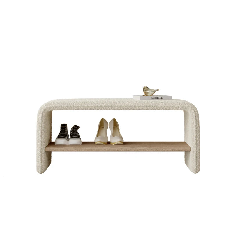 High-end modern entrance door solid wood shoe changing stool with integral entrance stool for fitting room household shoe cabinet