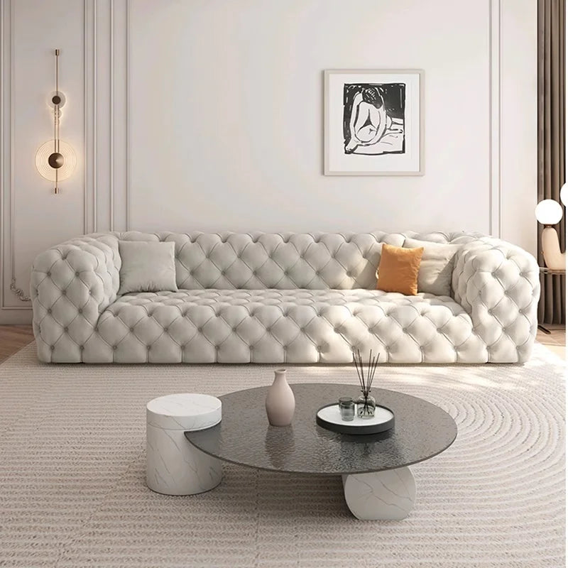 Italy Chester Moon Pull Buckle Set Luxury Accessible Modern Minimalist Design Chesterfield Velvet Fabric Sofa