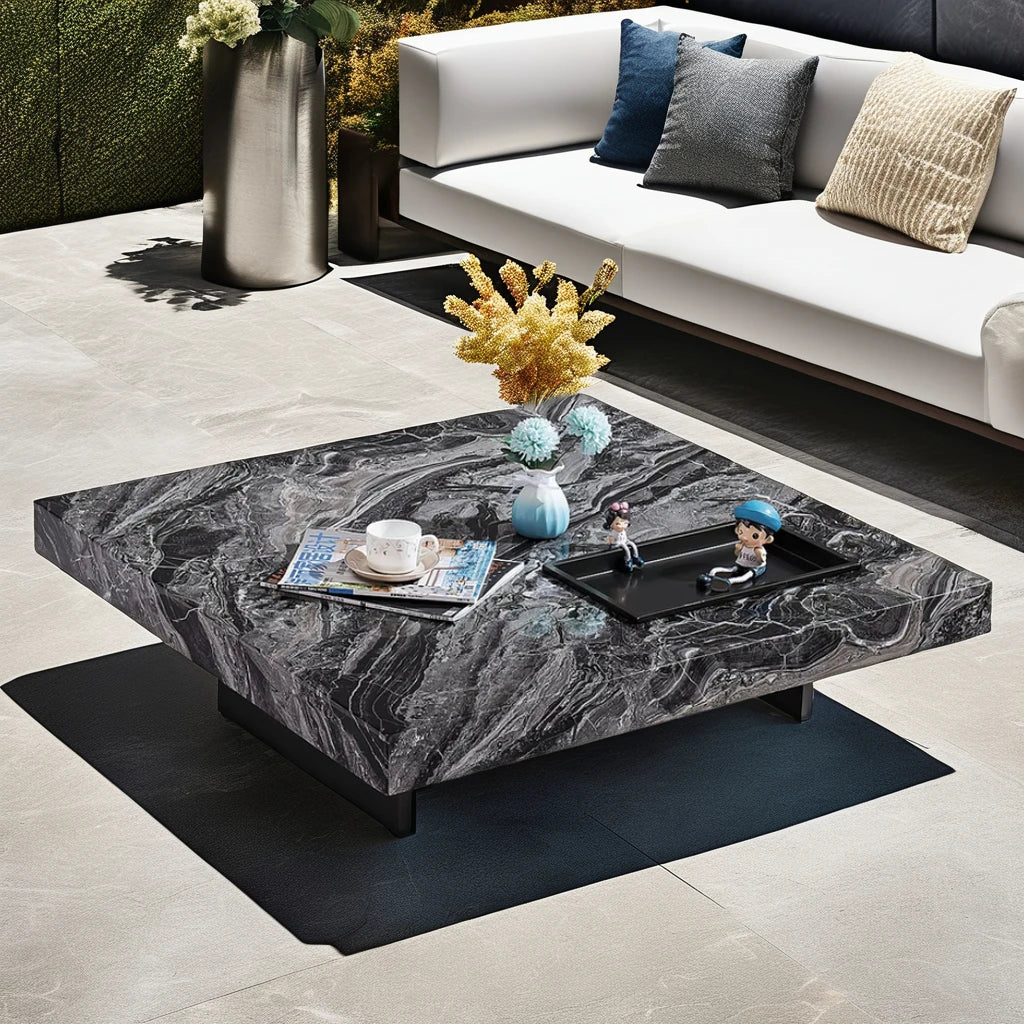 Artificial Marble 100*100cm square Nice Pattern Home Living Room Furniture Coffee Table Minimalist Italian Design Tea Table