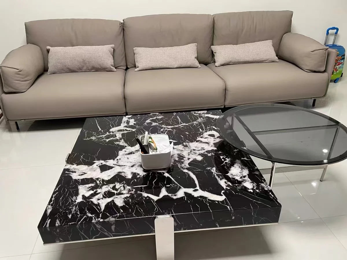 Black and white square ceramic coffee table living room furniture center table luxury villa attic coffee table
