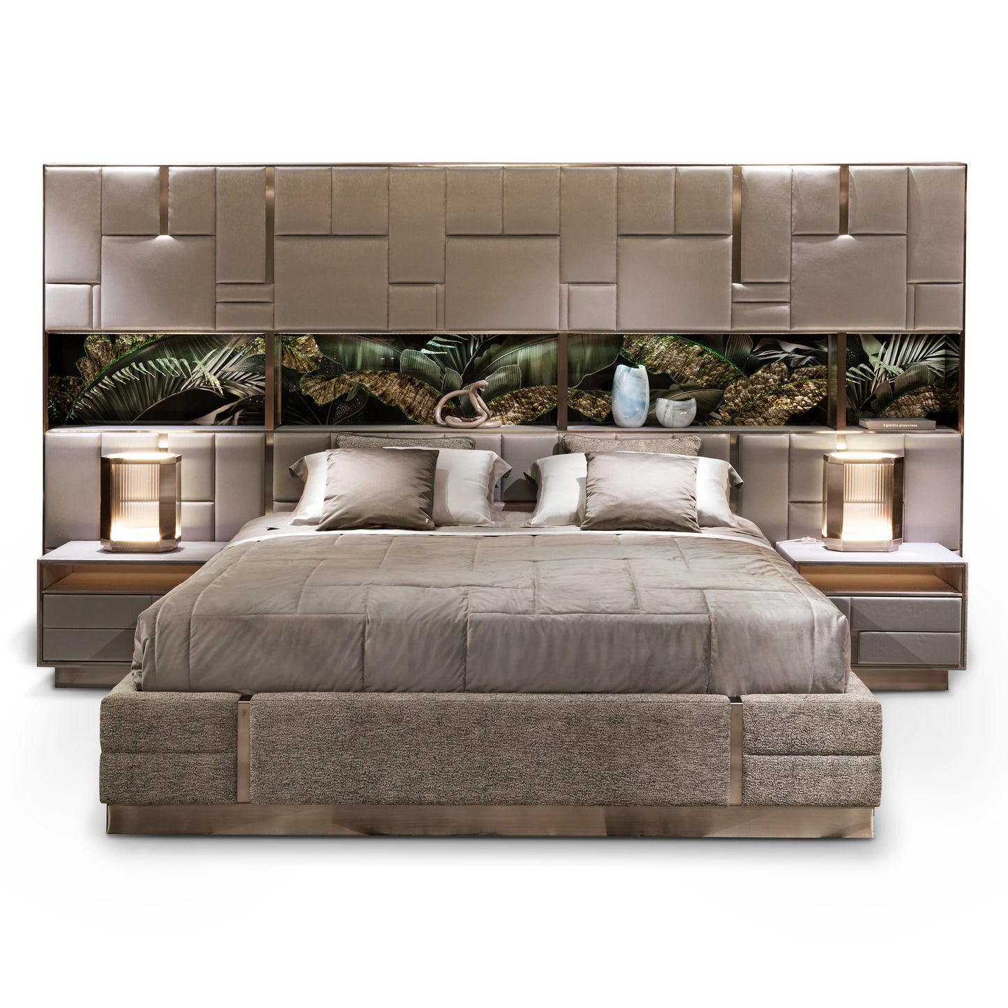 Lightweight Luxury Italian Wedding Bed Premium Crystal Lacquered Velvet Suede Bed Bedroom Cork Frame