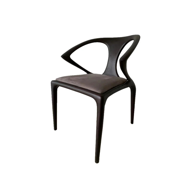 Nordic style comfortable sword chair home hotel leather dining chair creative backrest wooden solid wood seat
