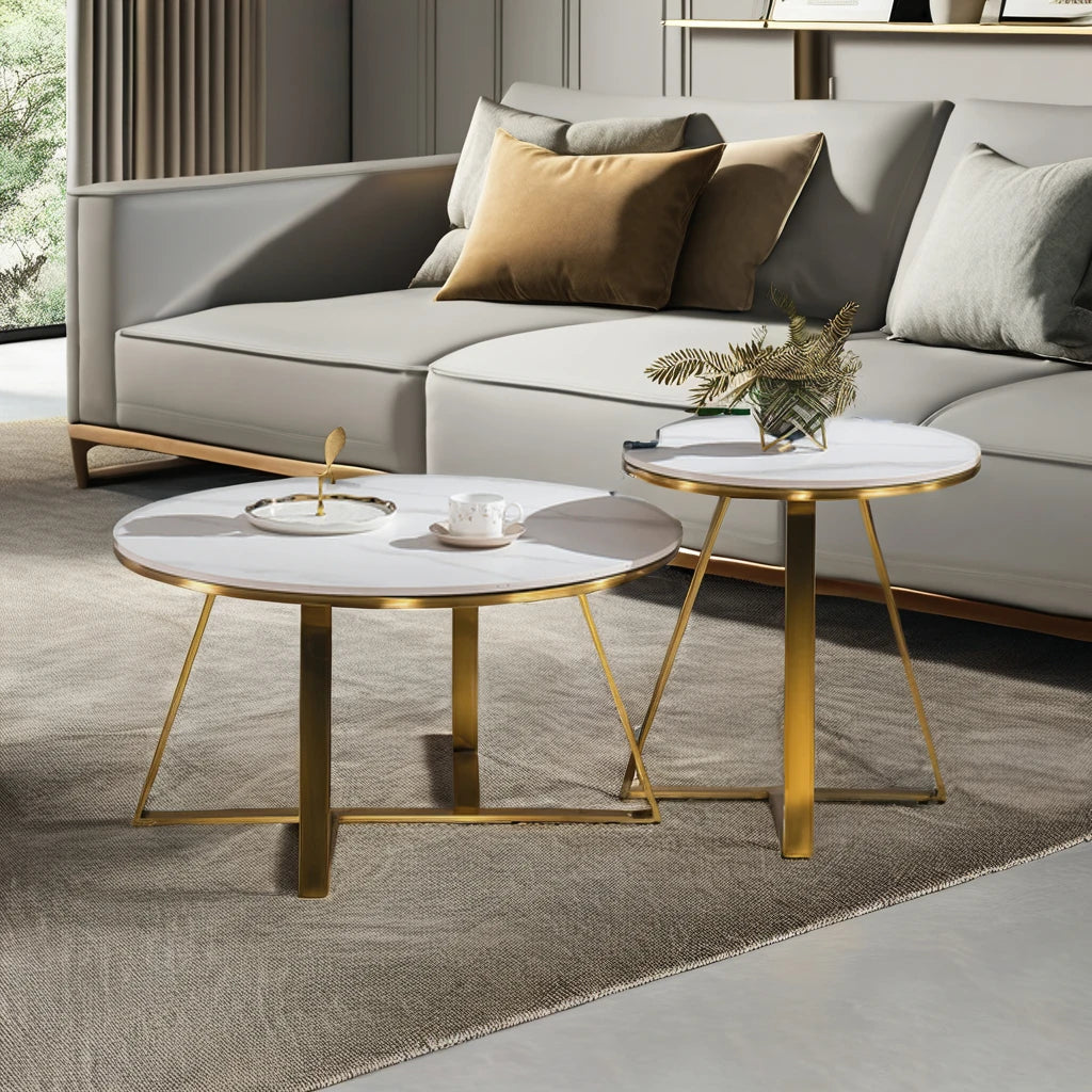 Modern Coffee Table Set Big and Small Round Shape 80+50cm Living Room Furniture Italian Design Modern Bedroom Vip Tea Table