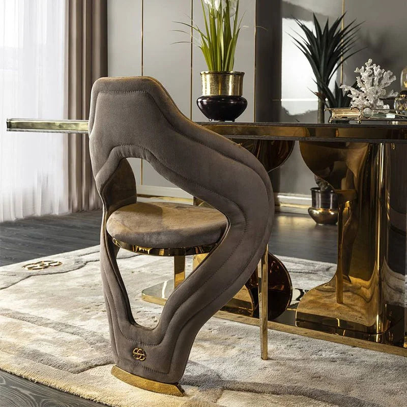 Italian luxury dining chair home high-end modern design full leather high backrest creative designer chair