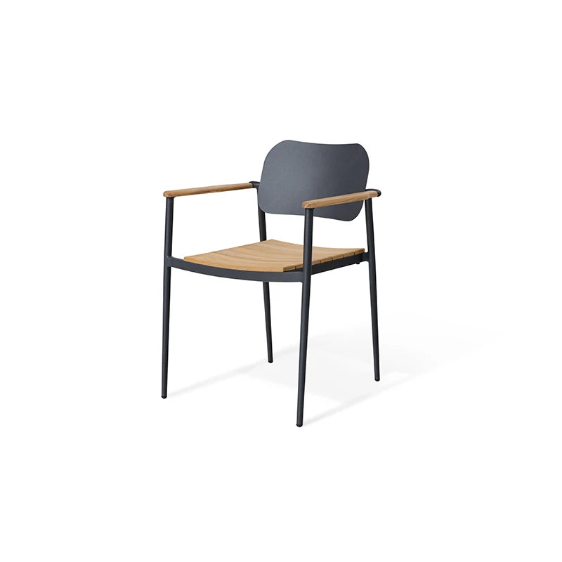 Teak Shaft Extended Aluminum Frame Furniture Outdoor Dining Table Chair Set Hotel Restaurant Outdoor Garden