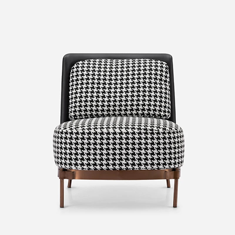 Simple single chair wooden frame fabric chair with stainless steel legs luxury armchair for living room and bedroom