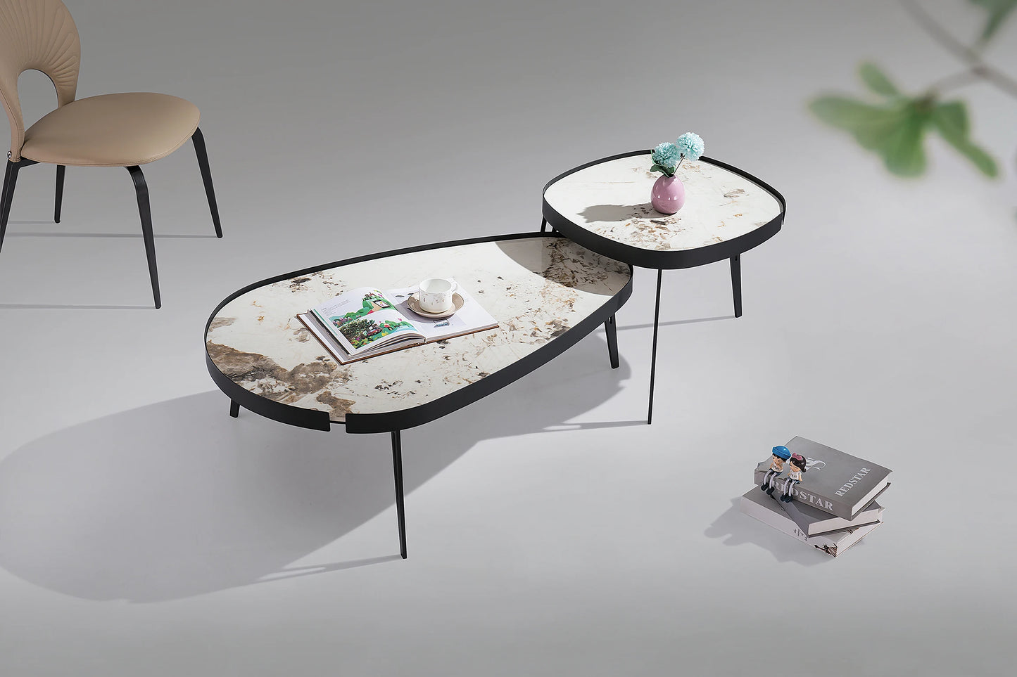 European Apartment Project Living Room Modern Style Set Coffee Table Oval Ceramic Home Furniture Bedroom Hotel Coffee Table
