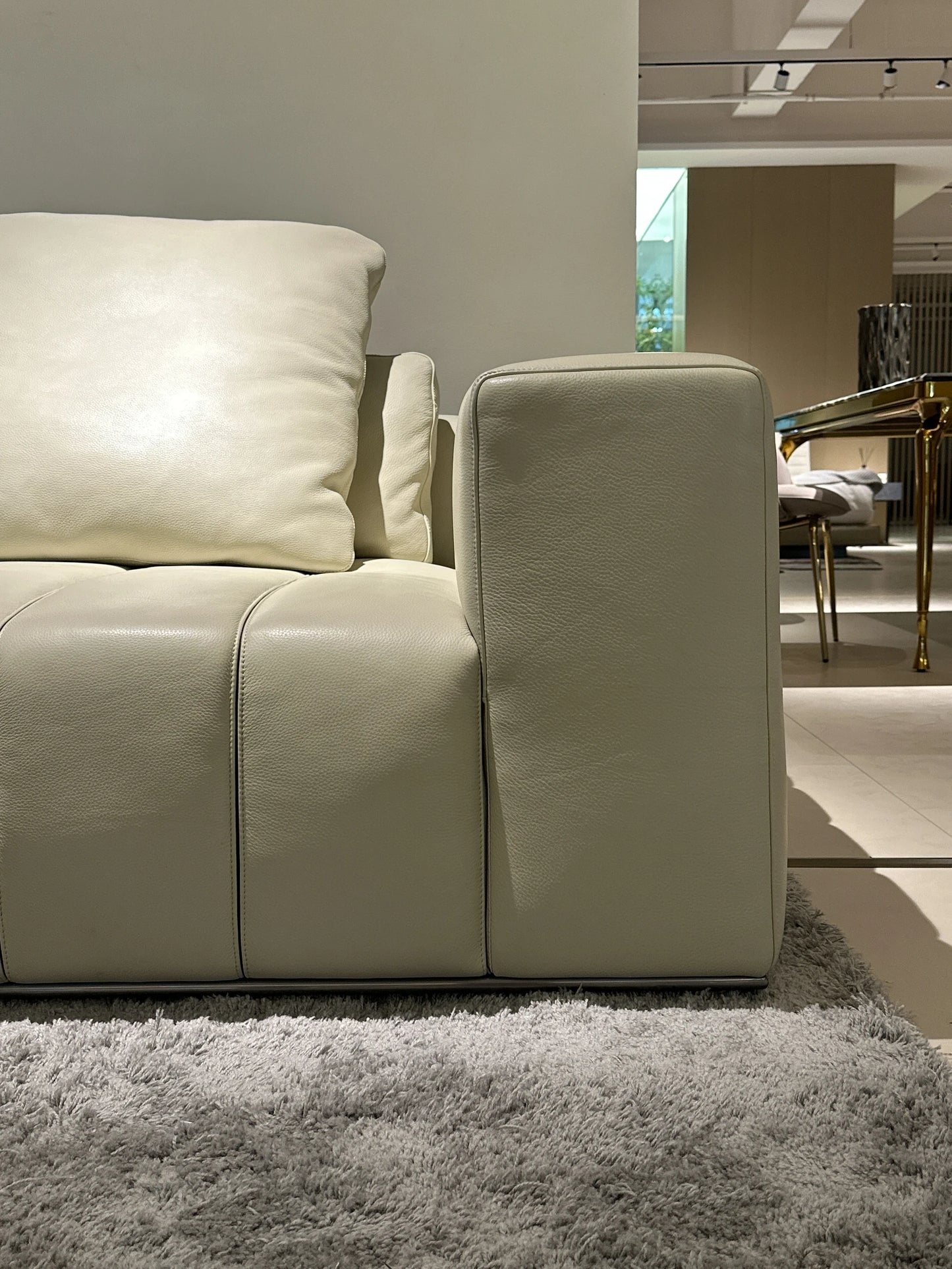 Athens Italian simple piano keys luxury sofa beige leather sofa combination sofa Italian leather sofa