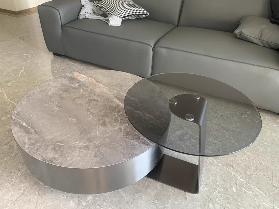 Small house living room furniture round combination TV coffee table Italian design light luxury coffee table set