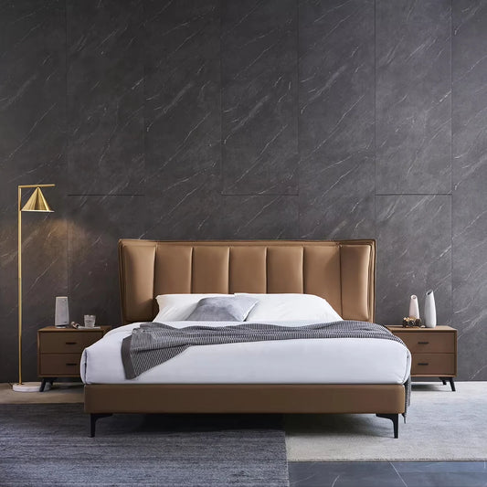 Five start hotel project microfiber leather bedroom furniture villa king size Italian design modern home bed