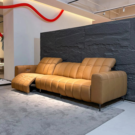 3seat Living Room Furniture Villa Power Recliner Sectional Sofa Electric Headrest Electric Reclining Combination Functional Sofa
