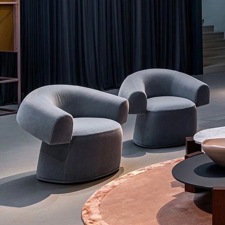 High-end modern simple single sofa chair frilly designer leather armchair rotating characteristic living room beauty salon art