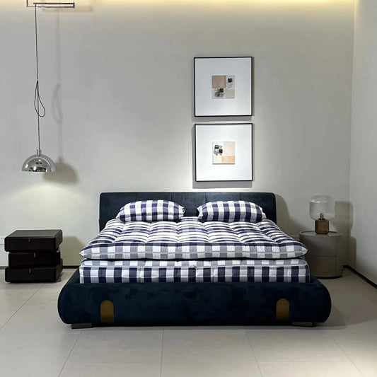 Simple Italian design luxury metal fabric leather sofa large special design bed linen cotton king soft bed