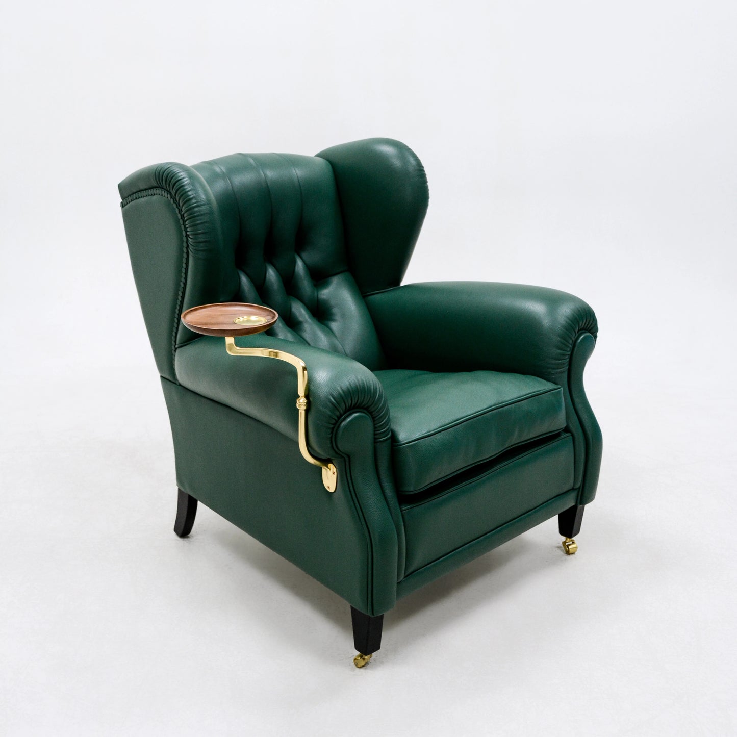 High quality classic European leather luxury lounge chair solid wood frame with wheels bedroom living room furniture