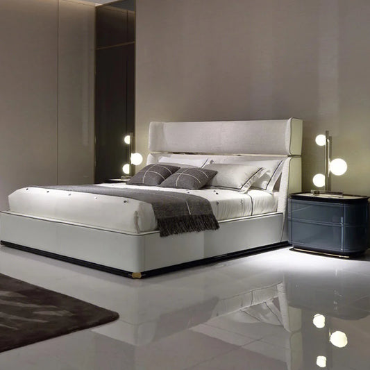 Italy Deluxe Double Queen Bed Modern Hong Kong-style Master Bedroom Deluxe Villa House Fabric Bed