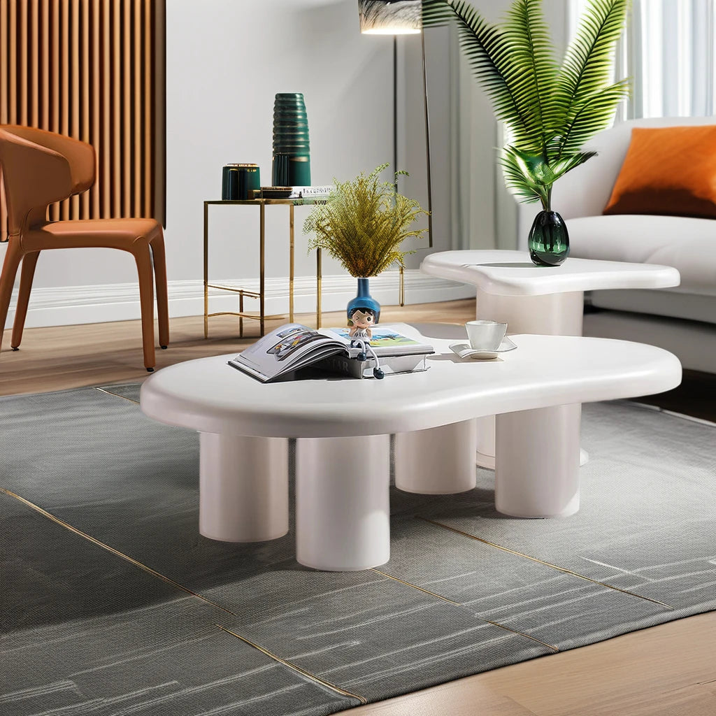 Milk White Sabi Wabi Design Home Living Room Low Coffee Table Set Interior Furniture Bedroom Simple Modern Coffee Table