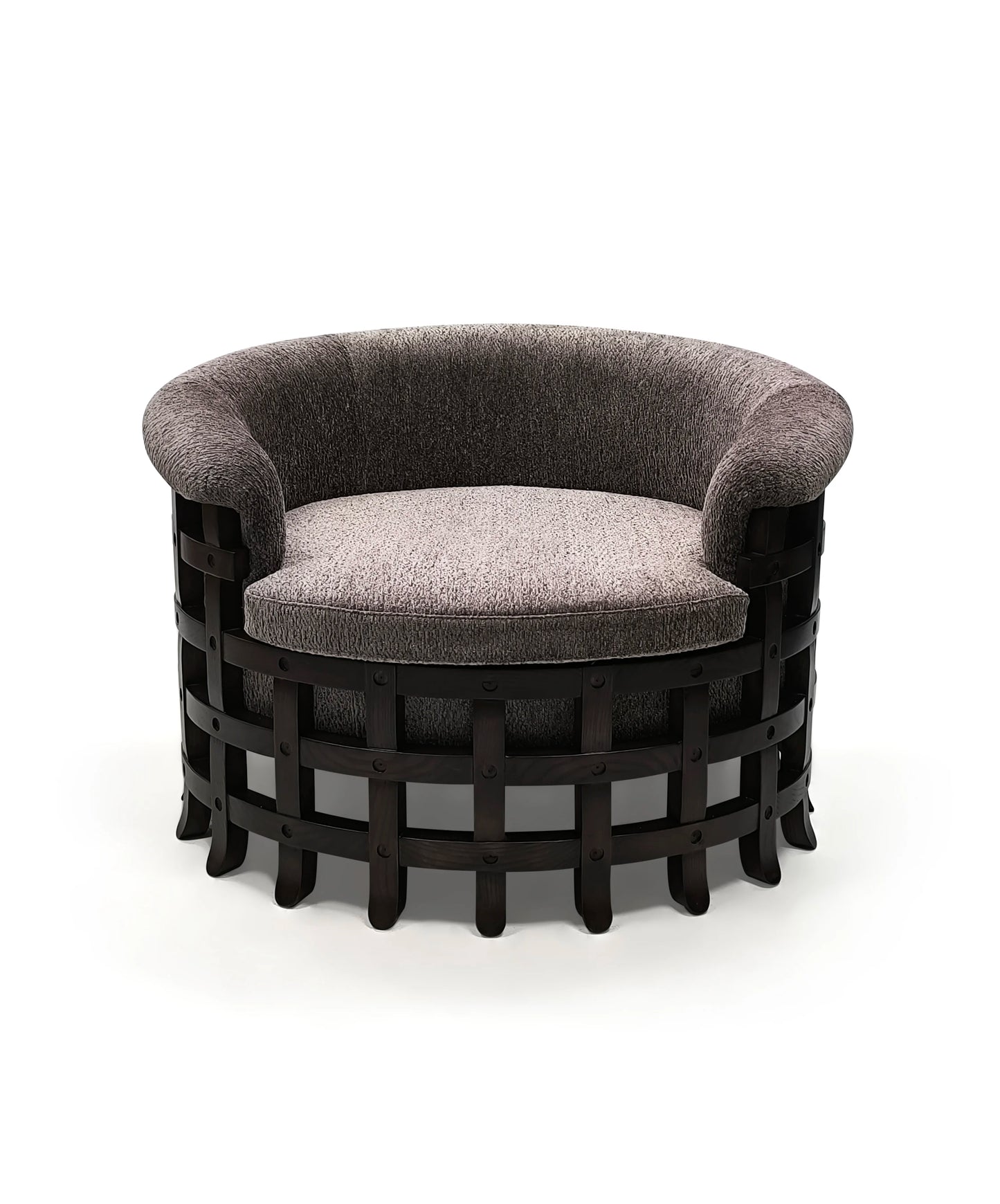 Vintage Design Sabi Wabi Armchair Grey Wood Round Seat Home Living Room Furniture Leisure Villa Interior Seat