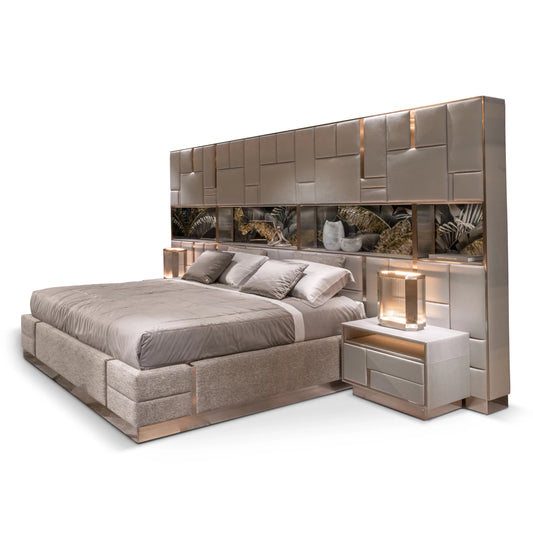 Lightweight Luxury Italian Wedding Bed Premium Crystal Lacquered Velvet Suede Bed Bedroom Cork Frame