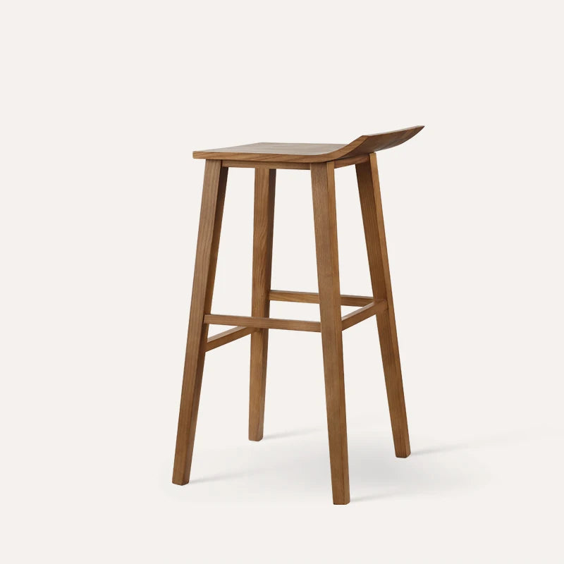 Modern simple American home custom high bar stool pure solid wood coffee chair kitchen restaurant hotel wood bar stool