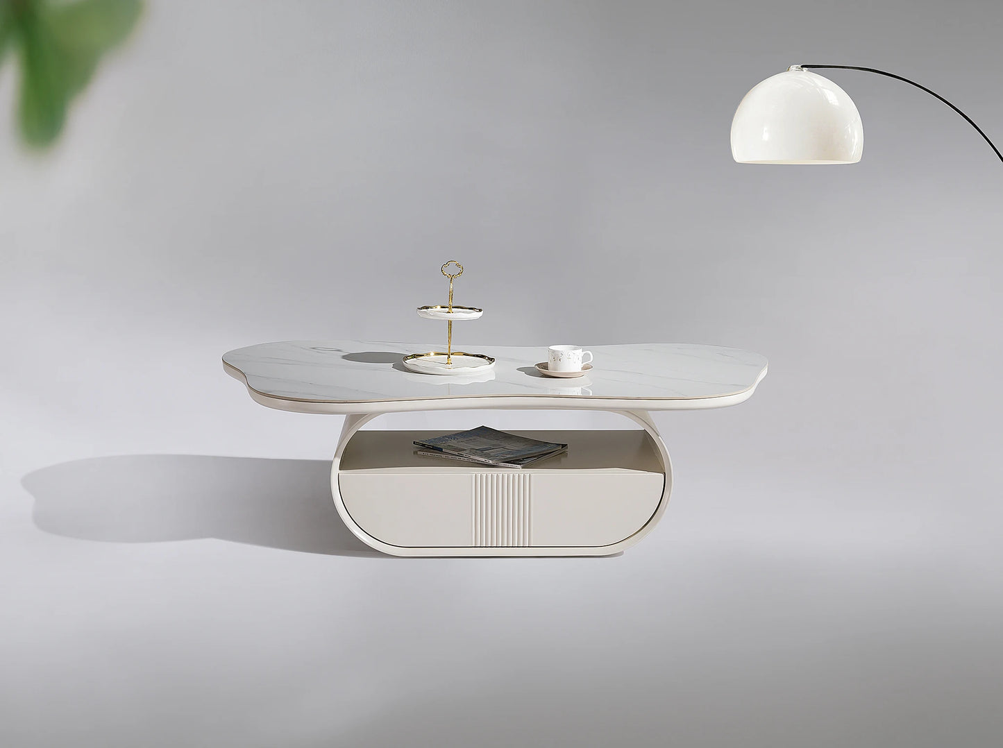 White ceramic living room center coffee table household furniture casual restaurant bedroom hotel project coffee table