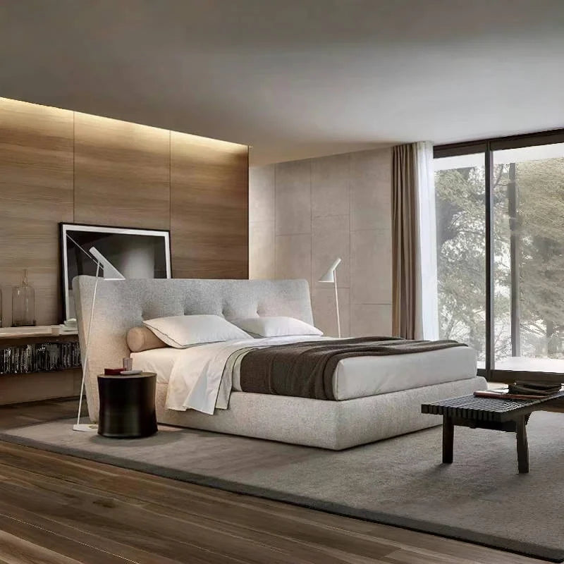 Italian designer 1.8 meters double bed light luxury simple soft modern Italian style master bedroom wide back bed