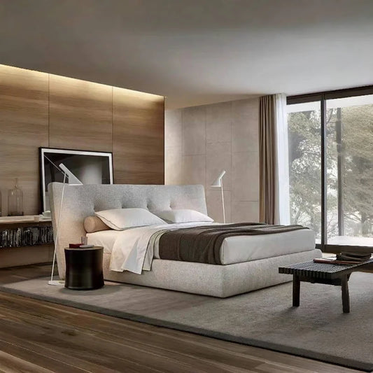 Italian designer 1.8 meters double bed light luxury simple soft modern Italian style master bedroom wide back bed