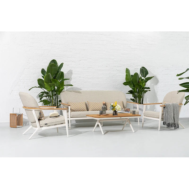 Garden Fabric Teak Arm Sofa Aluminum Luxury Modern Outdoor Furniture Set