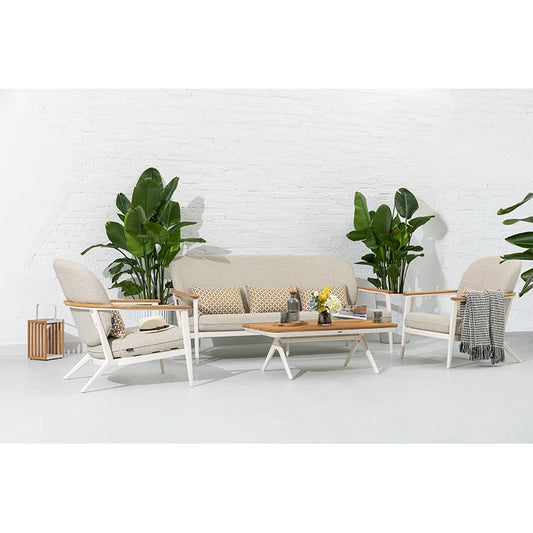 Garden Fabric Teak Arm Sofa Aluminum Luxury Modern Outdoor Furniture Set