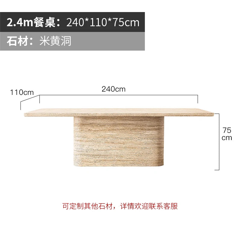 High-end cream marble rectangular dining table Nordic Wabi-Sabi style luxury lighting small apartment with internet celebrity