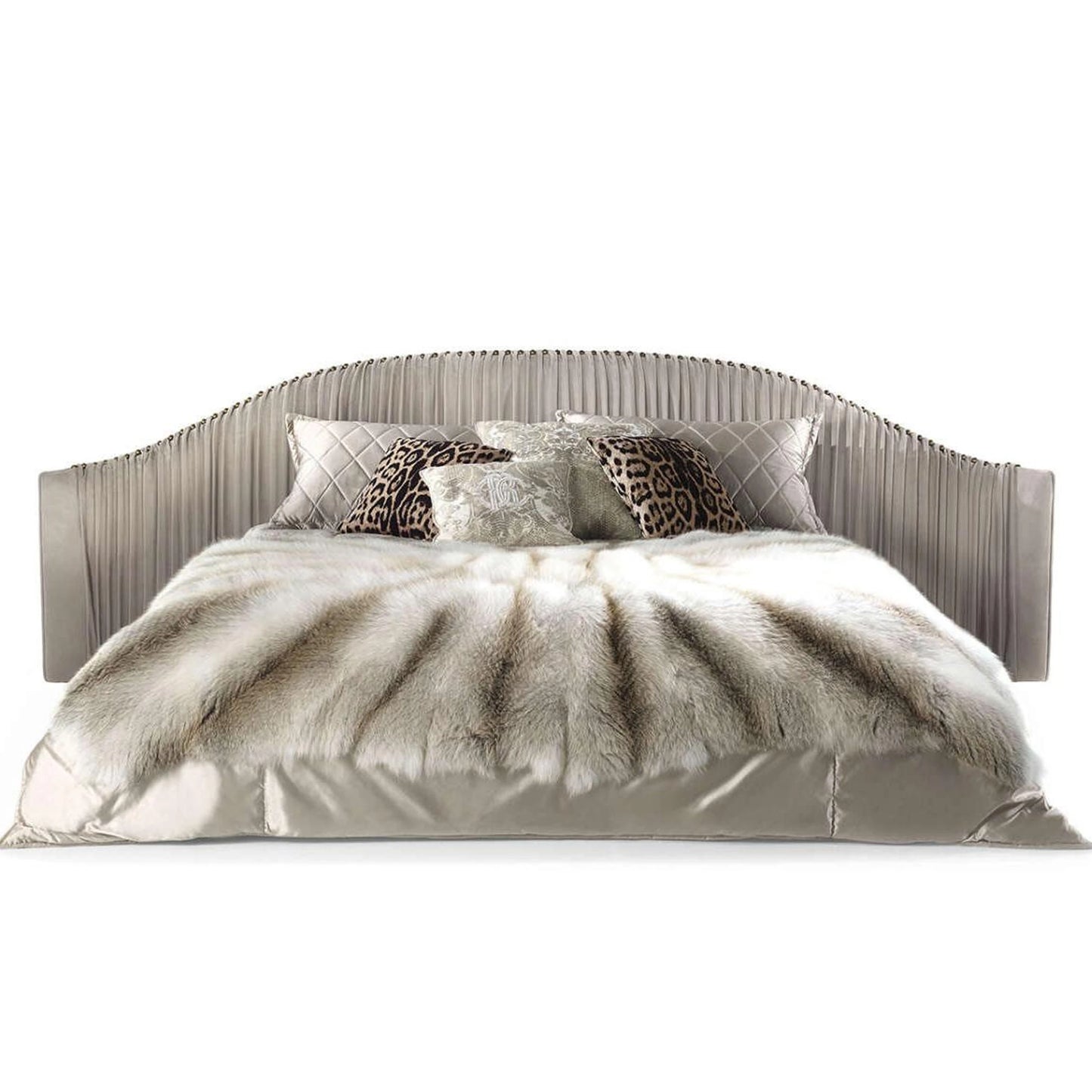 Italian luxury brand modern simple double bed high-end light luxury master bedroom bed cover buckle Italian style leather bed