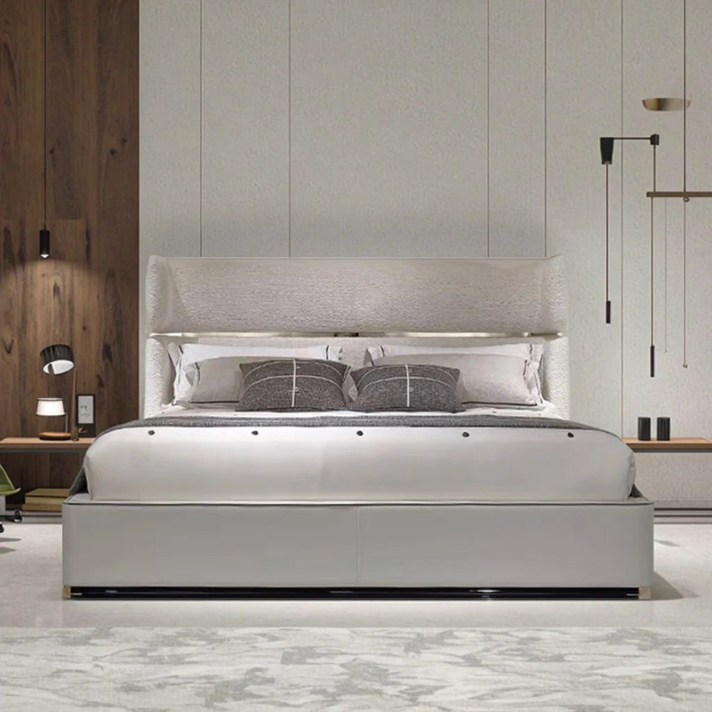 Italy Deluxe Double Queen Bed Modern Hong Kong-style Master Bedroom Deluxe Villa House Fabric Bed