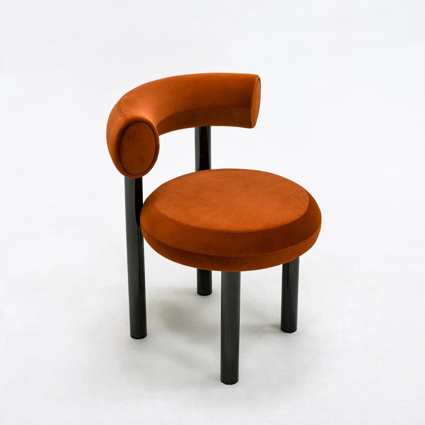 Contemporary Stainless Steel Leg Frame Velvet Round Dining Chair Apartment Home Leisure Seat Loft Dinner Seat