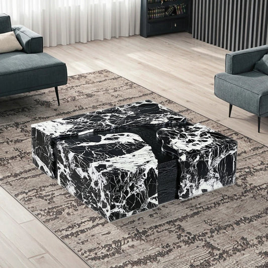 Italian design modern home living room furniture artificial marble square beautiful central table drawer home office coffee table