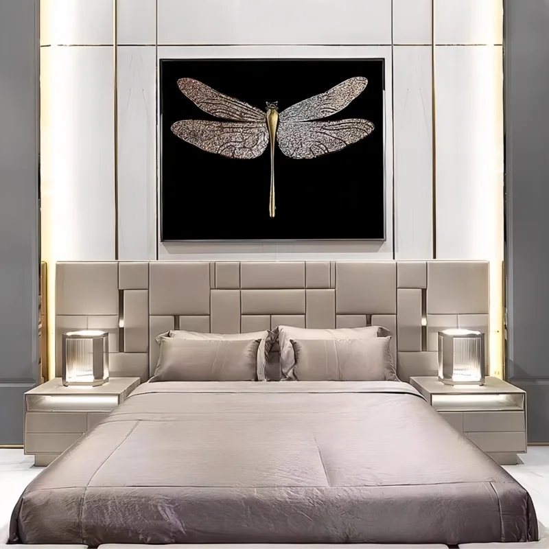 2025 New Design Luxury High-End High-Back Master Bedroom Modern Style Double Queen Villa Luxury Living