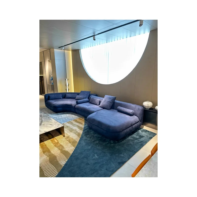 Luxury Italian Modular Sectional Sofa Set Practical U-Shaped Sectional With Velvet and Wood Legs for Living Room