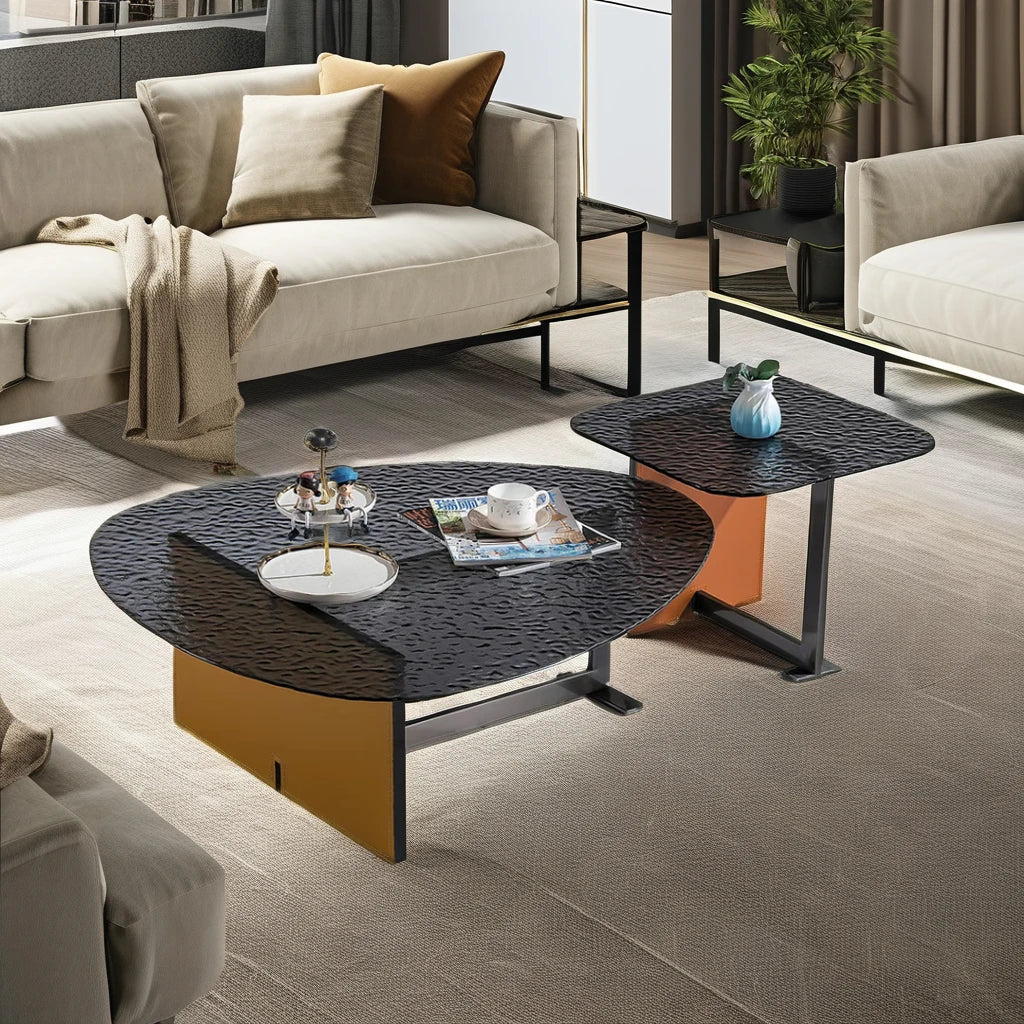 Light luxury glass top VIP villa furniture living room leisure coffee table combination home interior beauty salon coffee table